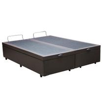 Base Box Baú Casal Bipartido Sintético Marrom 39x138x188