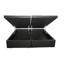 Base Box Baú Casal Bipartido Sintético Preta