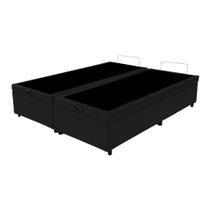 Base Box Baú Casal Bipartido Suede Preto - 138x188x35