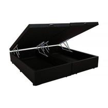 Base Box Baú Casal Bipartido Suede Preto 39x138x188