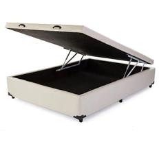 Base Box Baú Casal Blindado 138x188 material sintético Bege