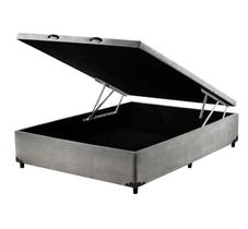 Base Box Baú Casal Blindado 138x188 Suede Cinza