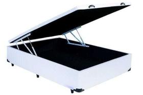 Base Box Baú Casal Sintético Branco 39x138x188cm