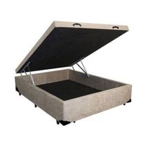 Base Box Baú Casal Suede bege- 38x138x188