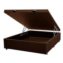 Base Box Baú Casal Suede Marrom 39x138x188