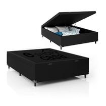 Base Box Baú Casal Suede Preta - 45x138x188 Base Box Baú Casal Suede Preta - 45x138x188