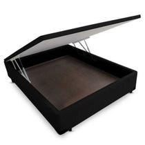 Base Box Baú Casal Suede Preto 39x138x188