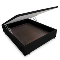 Base Box Baú Casal Suede preto 39x138x188cm