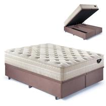 Base Box Baú King 193x203 Suede Marrom com Colchão Audaz Molas Ensacadas