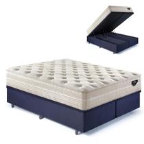 Base Box Baú King 193x203 Suede Preto com Colchão Audaz Molas Ensacadas