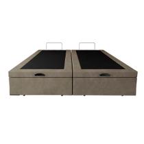 Base Box Baú King Bipartido Santo Box Suede Bege 47x192x203