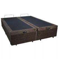 Base Box Baú King Bipartido Santo Box Suede Marrom 47x192x203