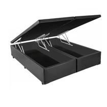 Base Box Baú King Bipartido Sintético Cinza 42x193x203 Base Box Baú King Bipartido Sintético Cinza 42x193x203