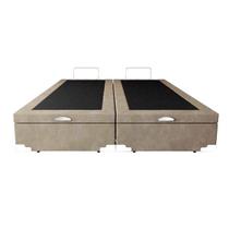 Base Box Baú King Bipartido Suede Bege