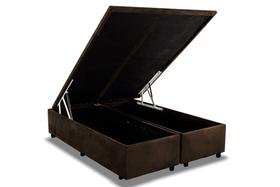 Base Box Baú King Bipartido Suede Marrom 42x193x203