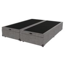 Base Box Baú King Cinza de Madeira 193cm KazaMix