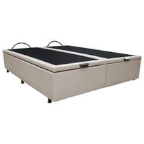 Base Box Baú para Cama Casal King 192x203cm Bipartido Liz S05 Sintético Bege - Mpozenato