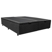 Base Box Baú para Cama Casal King 192x203cm Bipartido Liz S05 Suede Bordado Preto - Mpozenato