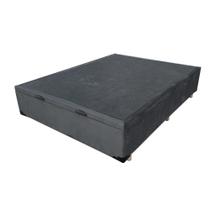 Base Box Baú Para Cama Viúva 1,28 M Slim Suede Preto