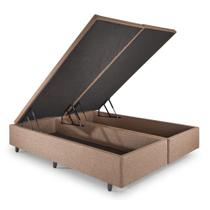 Base Box Baú Queen 158x198 Linho cm Marrom