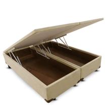 Base Box Baú Queen Bipartido Bege sintético 27cmx158cmx198cm