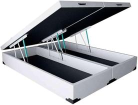 Base Box Baú Queen Bipartido Branco Suede 158x198