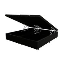 Base Box Baú Queen Bipartido Khouse Sintético Preto 40x158x198