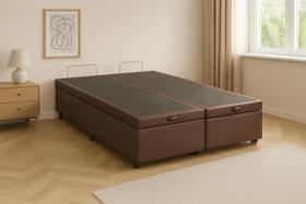 Base Box Baú Queen Bipartido material sintético 158x198x35