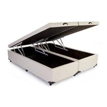 Base Box Baú Queen Bipartido Mja Móveis Suede Bege 39x158x198