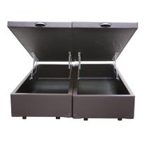 Base Box Baú Queen Bipartido Sintético Marrom 158x198 Base Box Baú Queen Bipartido Sintético Marrom 158x198