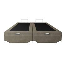 Base Box Baú Queen Bipartido Suede Bege