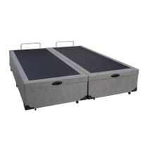 Base Box Baú Queen Bipartido Suede Cinza - 158x198x35