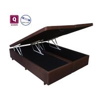 Base Box Baú Queen Bipartido Suede Marrom - 158x198x35