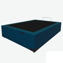 Base Box Bau Queen Suede Azul - Top premium base box