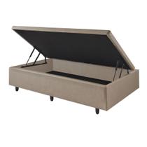 Base Box Baú Reforçada e Resistente Solteiro Bege 88x188x34 cm