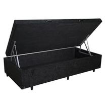 Base Box Baú Solteirão King Khouse Suede Preto 40x96x203
