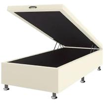 Base Box Baú Solteirão material sintético 40x108x188cm Framar Cor Bege