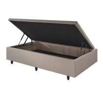 Base Box Baú Solteiro 88x188x34 cm Linho Bege Base Box Baú Solteiro 88x188x34 cm Linho Bege