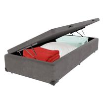 Base Box Baú Solteiro Cinza de Madeira 88cm KazaMix