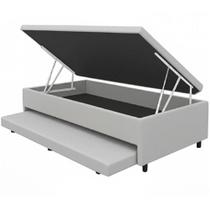 Base Box Baú Solteiro com Auxiliar material sintético 43x188x88 Alto Nivel