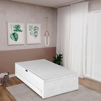 Base Box Baú Solteiro com Colchão Auxiliar 88x188x48cm Detroit Branco Herval Base Box Baú Solteiro com Colchão Auxiliar 88x188x48cm Detroit Branco Herval