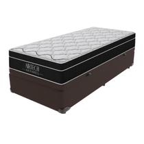 Base Box Baú Solteiro e Colchão Molas Ensacadas Airtech Antares Ortobom Marrom