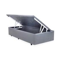 Base Box Baú Solteiro Sintético Cinza - 88x188