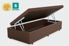 Base Box Baú Solteiro Sintético Marrom - 88x188x35