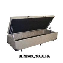 Base Box Baú Solteiro Suede Bege Premium - 88x188x35 - DMA