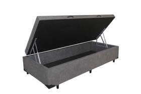 Base Box Baú Solteiro Suede Cinza - 88x188x35