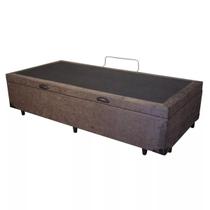 Base Box Baú Solteiro Suede Marrom - 88x188x35