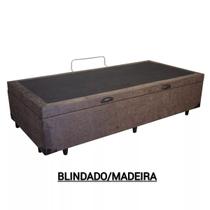 Base Box Baú Solteiro Suede Marrom Premium - 88x188x35
