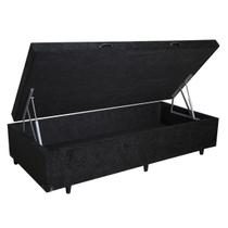 Base Box Baú Solteiro Suede Preta - 39x78x188