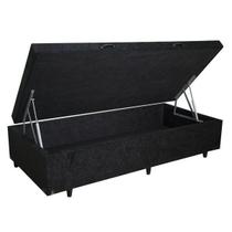 Base Box Baú Solteiro Suede Preta - 39x88x188